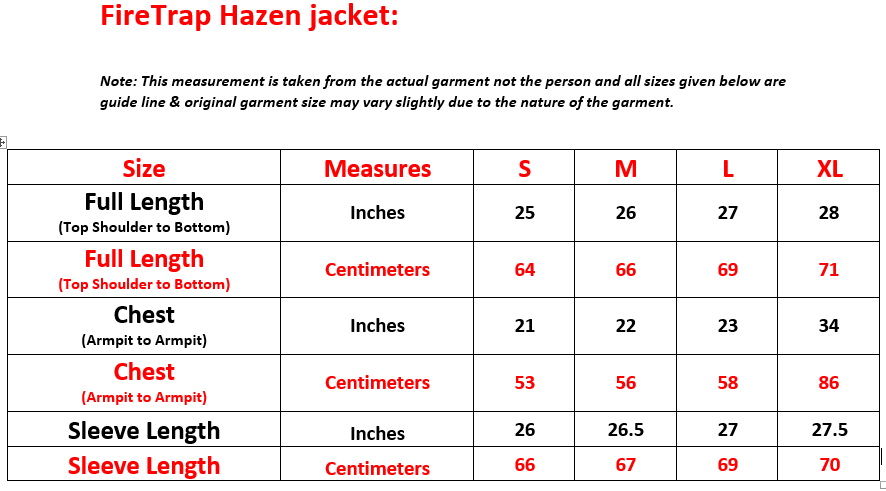 Firetrap Shoes Size Chart