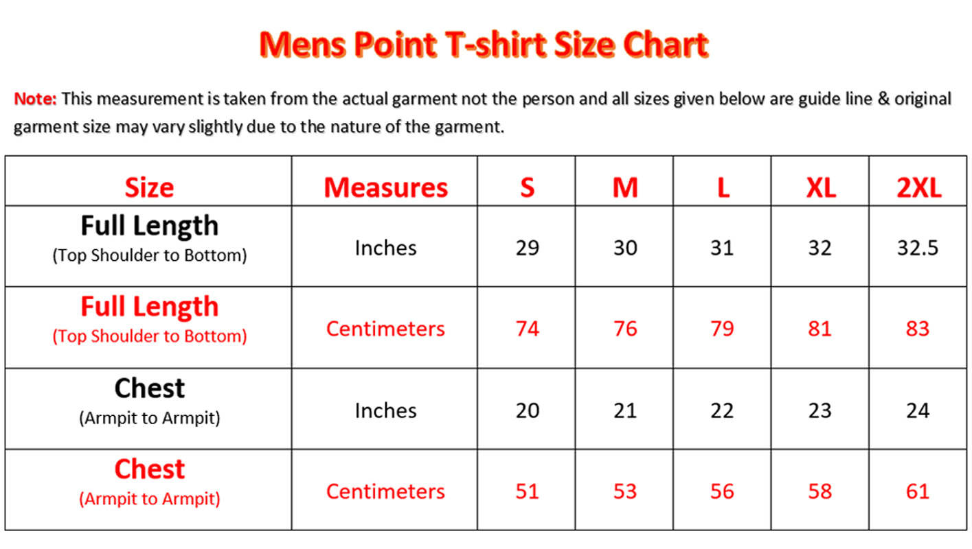 Mens Top Size Chart Uk