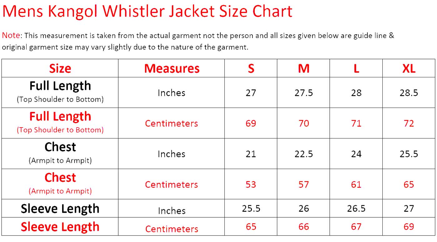 Kangol Shirt Size Chart